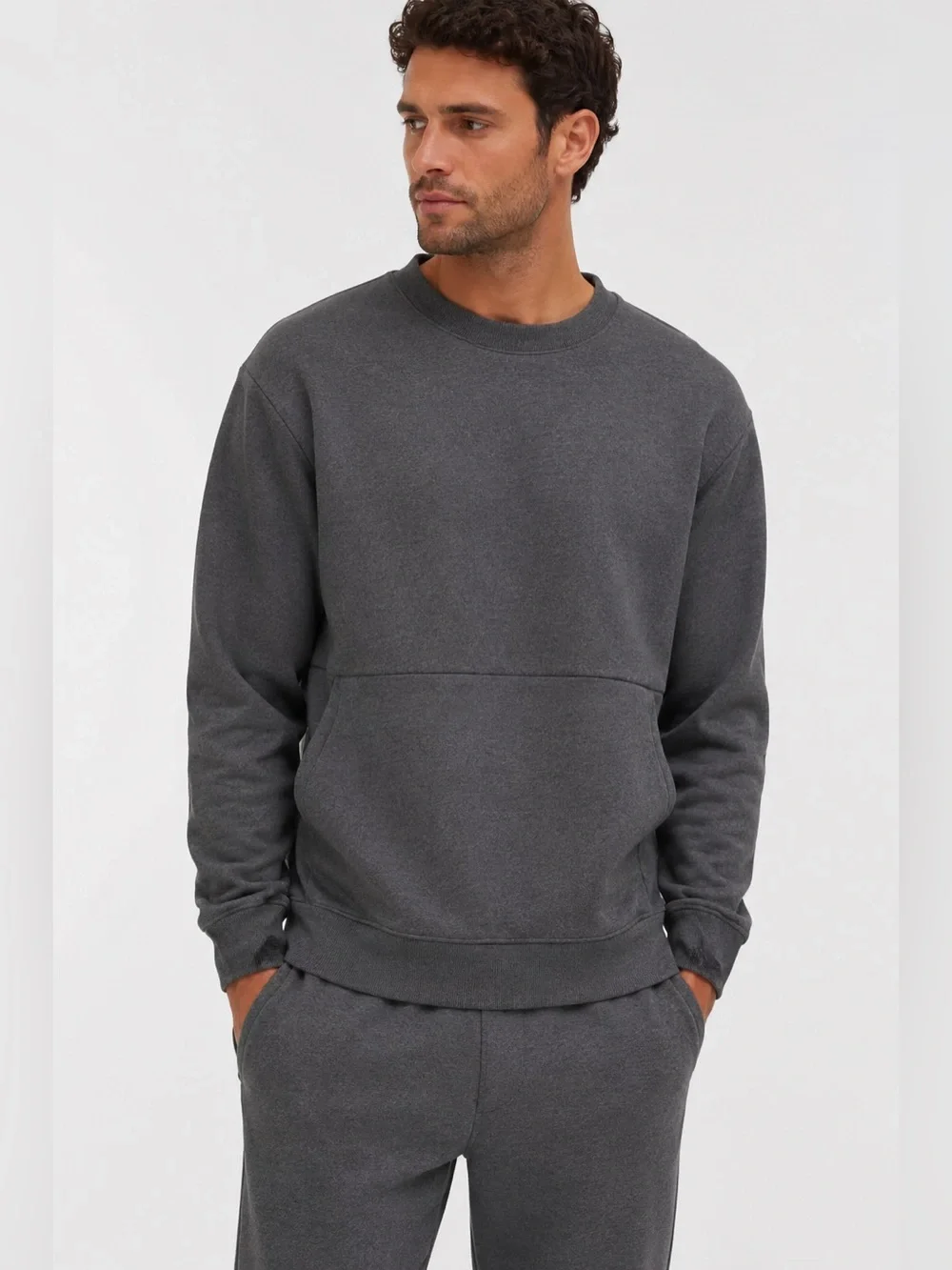 Lunya Lahgo Restore Double Faced Crew Sweatshirt Gray Heathered Men’s Large NEW - Picture 9 of 9